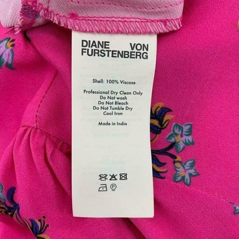 DVF Diane von Furstenberg Ruffle Floating Lily Ranunculus dress shift pink new S - Picture 7 of 7